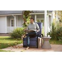 Outsunny 140 b0 Reclining Rattan Garden Armchair with Adjustable Footrest - Brown/Blue, Aluminium Frame