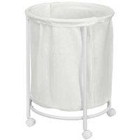 HOMCOM 100L Freestanding Laundry Basket with Steel Frame & Wheels - Large Capacity Hamper, White