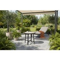 Outsunny Weather-Resistant Metal & SPC Round Garden Side Table, 50.5cm, Rustic Wood Look