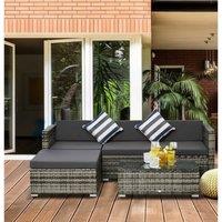 Outsunny 5-Piece Grey Rattan Sofa Set - Weather-Resistant Garden Lounge with Cushions, Modern Outdoor Seating for 5
