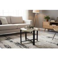 Outsunny 60cm Round Outdoor Side Table - Faux Marble, Tempered Glass, Modern Aluminium, Weather-Resistant