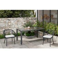 Outsunny Modern Aluminium Outdoor Dining Table - Weather-Resistant, 6-Seater, Tempered Glass Top, 150cm x 88cm, Grey