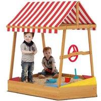 AIYAPLAY Kids Outdoor Sandpit Boat with Canopy & Seats - Weather-Resistant Fir Wood, 200kg Capacity, Ages 3+