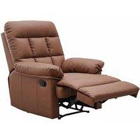 Plush Brown Faux Leather Recliner Armchair with Tufted Back and Wide Arms