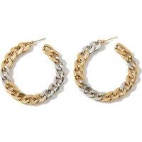 Oversized Gold and Silver Chain Hoop Earrings - Bold Modern Statement Style