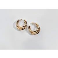 Chic Triple-Stacked Gold Hoop Earrings