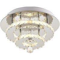 Modern Double-Tier Crystal LED Ceiling Light with Dimmable Remote