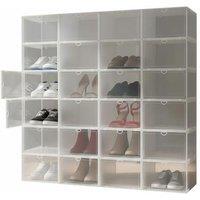Organise with 12 Stackable Shoe Storage Boxes - Ventilated and Handy Design