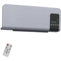 HOMCOM 2000W Wall Mounted Oscillating Heater - Adjustable Temperature 18-45C, Remote Control, Grey