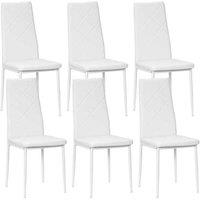 HOMCOM Faux Leather Dining Chairs Set of 6 - Modern White, Steel Frame, Padded Seating