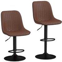 HOMCOM Faux Leather Adjustable Bar Stools - Set of 2, Swivel, Padded, Modern Kitchen Seating