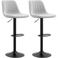 HOMCOM Set of 2 Grey Chenille Bar Stools - Adjustable Swivel Breakfast Chairs, Modern Tub Design, High Weight Capacity