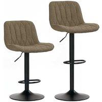 HOMCOM Linen Adjustable Swivel Bar Stools Set of 2, Brown, Armless Kitchen Island Chairs