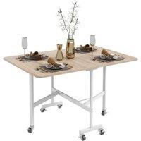 HOMCOM Extendable Drop Leaf Dining Table, Wood-Effect, 4-6 Seater, Space-Saving