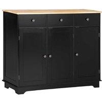 HOMCOM Black Sideboard - Solid Rubberwood Top, Adjustable Shelves, Contemporary Dining Storage