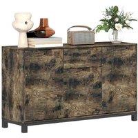 HOMCOM Rustic Brown Industrial Wood Sideboard Storage Cabinet with Adjustable Shelves