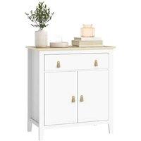HOMCOM Modern Wood Sideboard Storage Cabinet - Adjustable Shelf, Silent Drawer, White Oak Finish