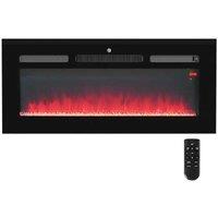 HOMCOM 102cm Wall Mounted Electric Fireplace with Adjustable Thermostat & Remote Control