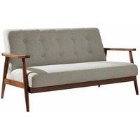 Grey Upholstered Wooden Frame Tufted Sofa