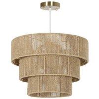 HOMCOM Boho Pendant Ceiling Light - 3-Layer Hemp Rope Shade, E14 Base, Bohemian Style