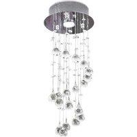 HOMCOM Spiral Crystal Pendant Ceiling Light - Modern Rain Drop Chandelier, Silver Finish