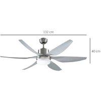 HOMCOM Modern Ceiling Fan Light with Remote - 3-Blade LED, Silver, Reversible Airflow