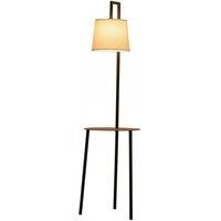 2-in-1 Nordic Metal Tray Table with Linen Floor Lamp