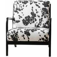 Velvet-Upholstered Black & White Spotted Armchair - Comfy & Stylish