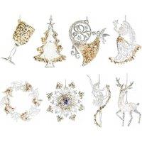 8PCS Luxury Acrylic Snowflake Christmas Tree Decoration Set - Shatterproof Ornaments
