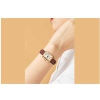 Retro Ladies Quartz Rectangular Watch with Leather Strap - Classic Minimalist Design