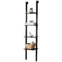 Minimalistic 4-Tier Wooden Wall Ladder Shelf with Rustic Charm