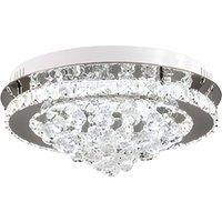 Round Crystal Droplet Flush Mount LED Ceiling Light - Dimmable Brightness & Remote Included