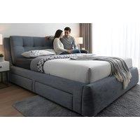 Signature Fabric Storage Bed with Padded Headboard and Four Drawers