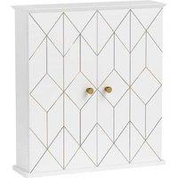 HOMCOM Wall Mounted Bathroom Cabinet, Modern White MDF Storage Cupboard with 2 Doors, Space-Saving Design