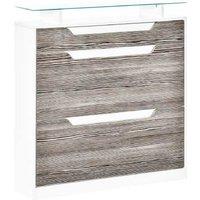 HOMCOM Contemporary Grey Storage Shoe Cabinet with Glass Top - Slim Living Room Organiser, MDF & Particle Board