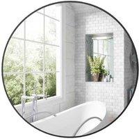 HOMCOM 70cm Round Steel Bathroom Mirror, Modern Black, Shatter-Resistant