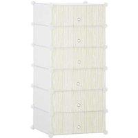 HOMCOM 6-Cube Modular Storage Unit - White Plastic & Metal, Stackable, Space-Saving Wardrobe