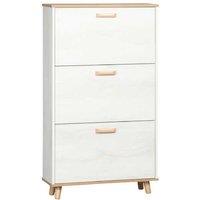 HOMCOM Cream White Narrow 3-Drawer Shoe Storage Cabinet - Slim Space-Saving Living Room Furniture, Particle Board & Pine