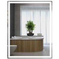 HOMCOM LED Bathroom Mirror, 90x70cm, Dimmable, Anti-Fog, Modern Wall-Mounted