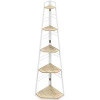 HOMCOM 5-Tier Corner Storage Shelf - Steel & Wood-Effect, Space-Saving Display Unit