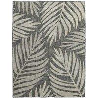 HOMCOM Grey Polypropylene Indoor/Outdoor Rug, 170x120cm - Modern Leaf Pattern, Washable, UV Resistant