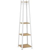 HOMCOM Compact Freestanding Modular Coat Rack - Steel & Wood, Corner Hallway Storage