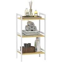 HOMCOM Freestanding Bamboo Bathroom Shelf Unit - Adjustable 3-Tier Storage, Water-Resistant, Modern Natural Wood