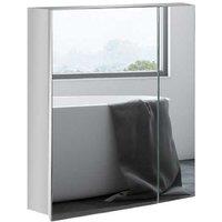 kleankin Stainless Steel Wall Mirror Cabinet with Shelf, 60x54cm, Modern Soft-Close, White