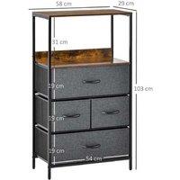 HOMCOM 4-Drawer Modular Fabric Chest with Metal Frame - Black, Space-Saving Storage Unit