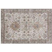 HOMCOM Vintage Washable Area Rug - Soft Flannel, Non-Slip, 170x120cm, Beige, Persian- Home Decor