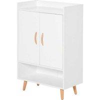 HOMCOM Modern White Shoe Cabinet with Storage Shelves - Particle Board, Compact Entryway or Living Room Organiser