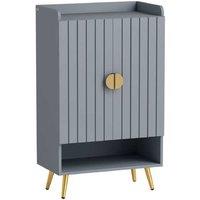 HOMCOM Light Grey Shoe Cabinet with Doors & Open Shelf - Slim Storage Unit for Living Room, Hallway, Contemporary Style