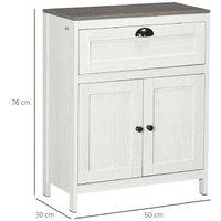 Kleankin Freestanding Bathroom Floor Cabinet with Drawer & Adjustable Shelf, White, Modern Particle Board Storage