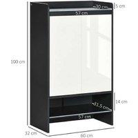PRICE DROP! HOMCOM Contemporary Shoe Storage Cabinet - Gloss White & Grey, 15 Pair, Space-Saving Living Room Organiser